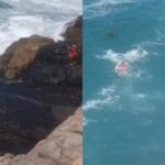 Pescador é arrastado pelo mar nos costões de Praia em Cabo Frio